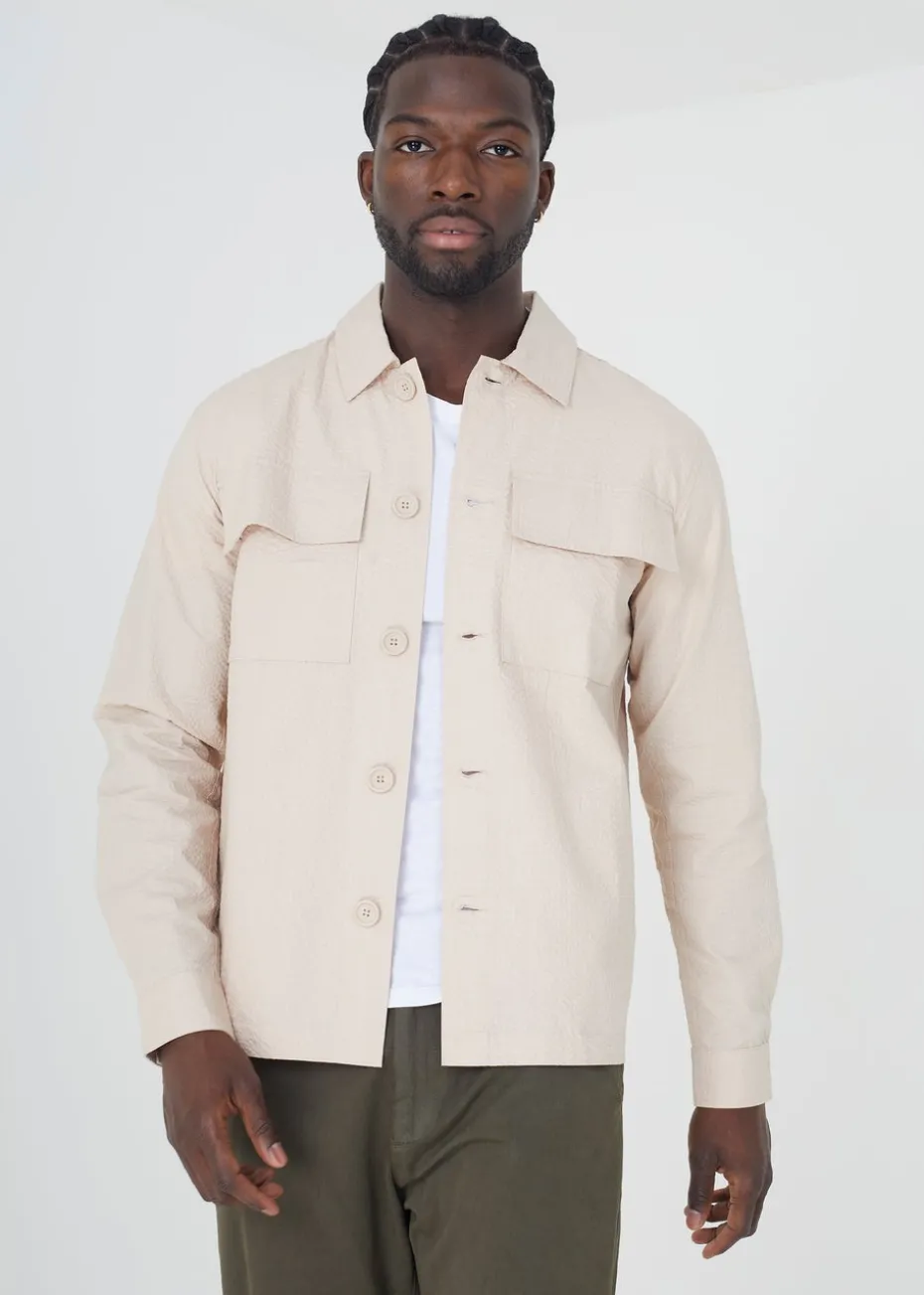 Brave Soul Stone Cotton Seersucker Shacket