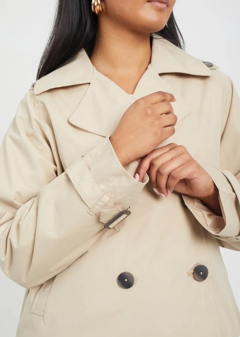Brave Soul Stone Double Breasted Short Trench Coat