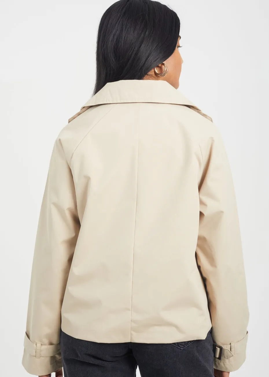 Brave Soul Stone Double Breasted Short Trench Coat