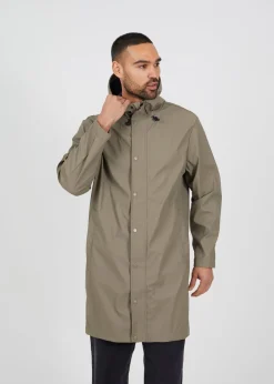 Brave Soul Taupe Rubberised Hooded Parka Style Jacket
