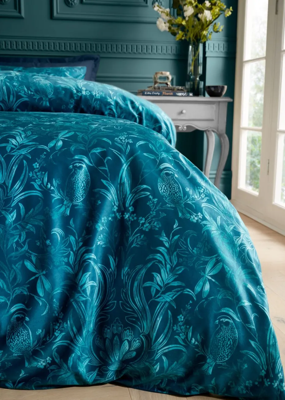 Bridgerton By Catherine Lansfield Regal Birds Soft Velvet Duvet Cover Set