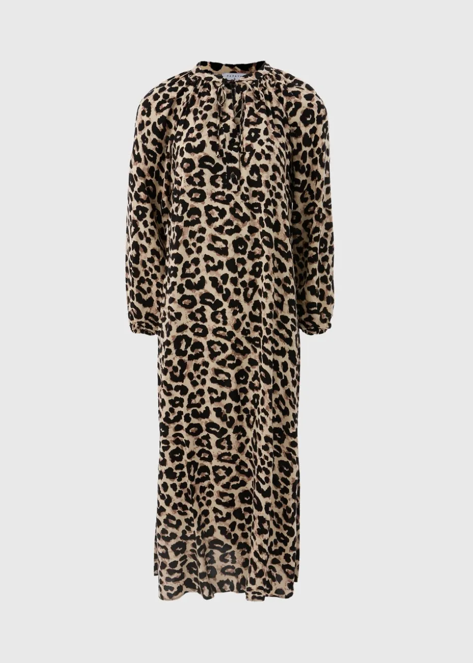 Brown Leopard Print Tunic Midaxi Dress