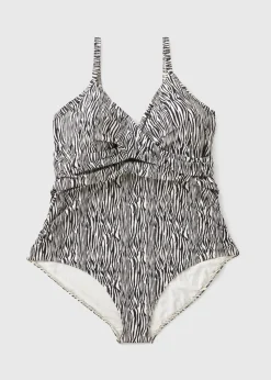Brown Zebra Print Shapewear Swimsuit