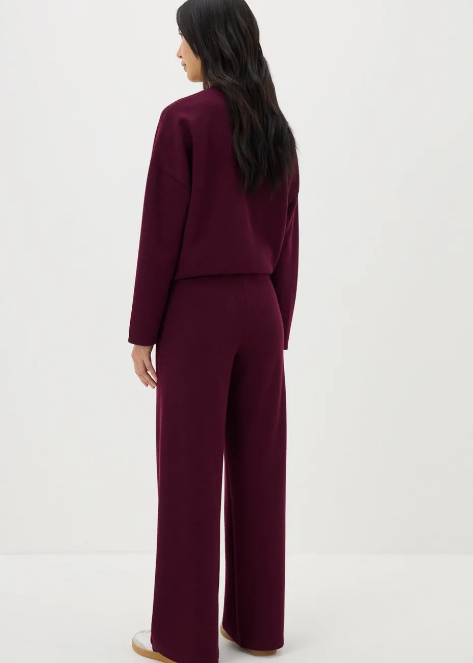 Burgundy Soft Touch Wide Leg Trousers