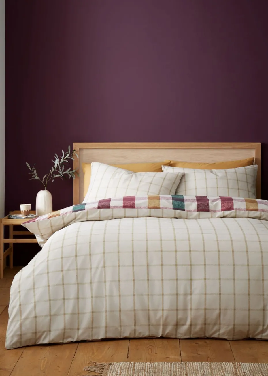 Catherine Lansfield Autumn Check Reversible Duvet Cover Set