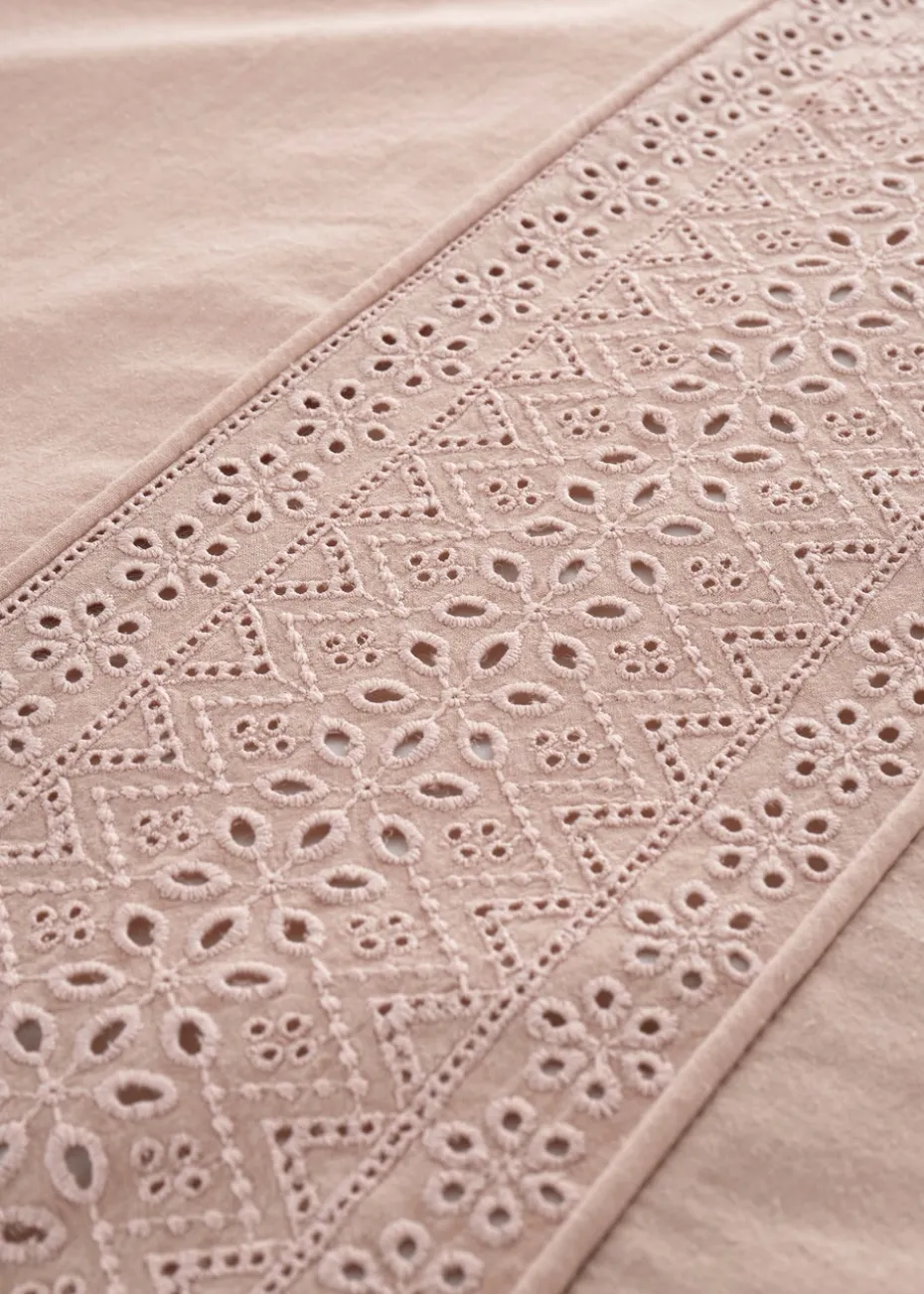 Catherine Lansfield Broderie Anglaise Blush Duvet Cover Set
