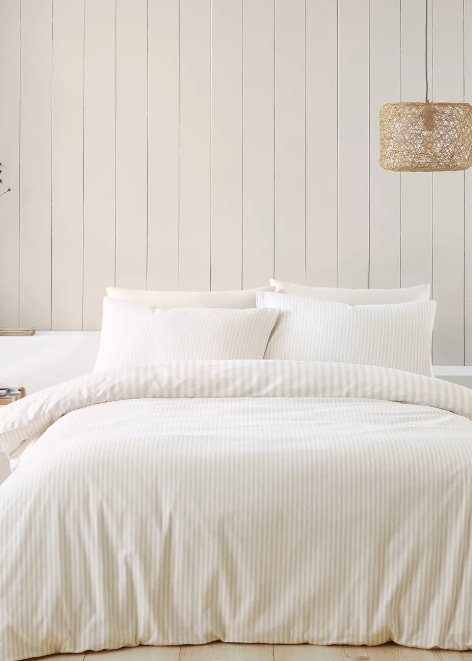 Catherine Lansfield Brushed Cotton Stripe Reversible Duvet Cover Set