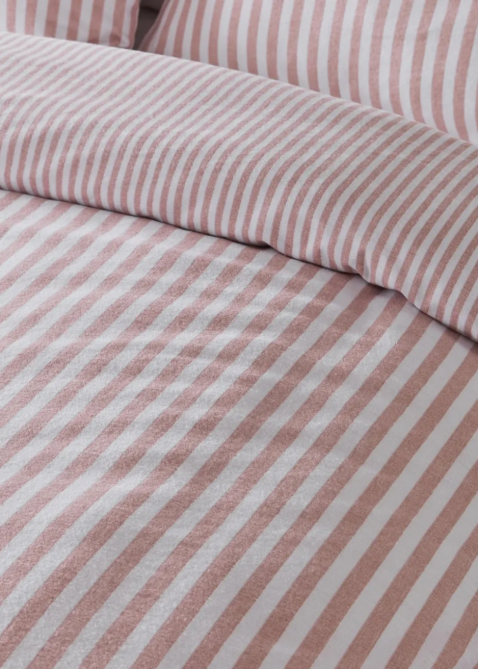 Catherine Lansfield Brushed Cotton Stripe Reversible Duvet Cover Set
