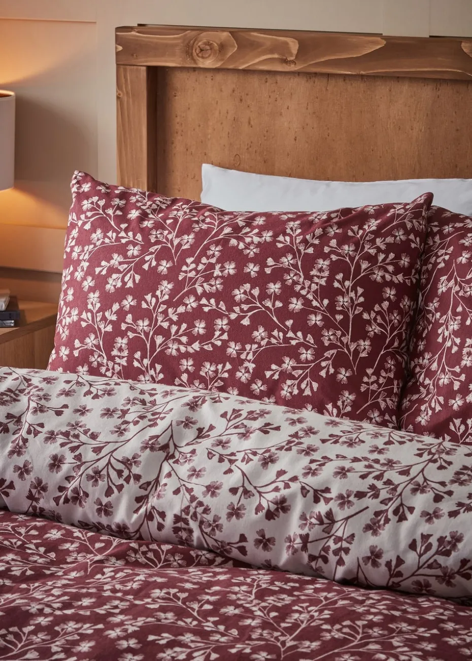 Catherine Lansfield Brushed Grace Floral Cotton Reversible Duvet Cover Set