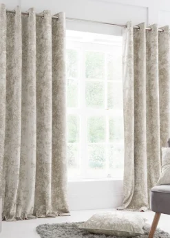 Catherine Lansfield Crushed Velvet Lined Eyelet Curtains