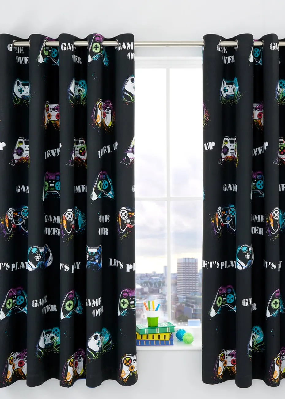 Catherine Lansfield Game Over Reversible Eyelet Curtains