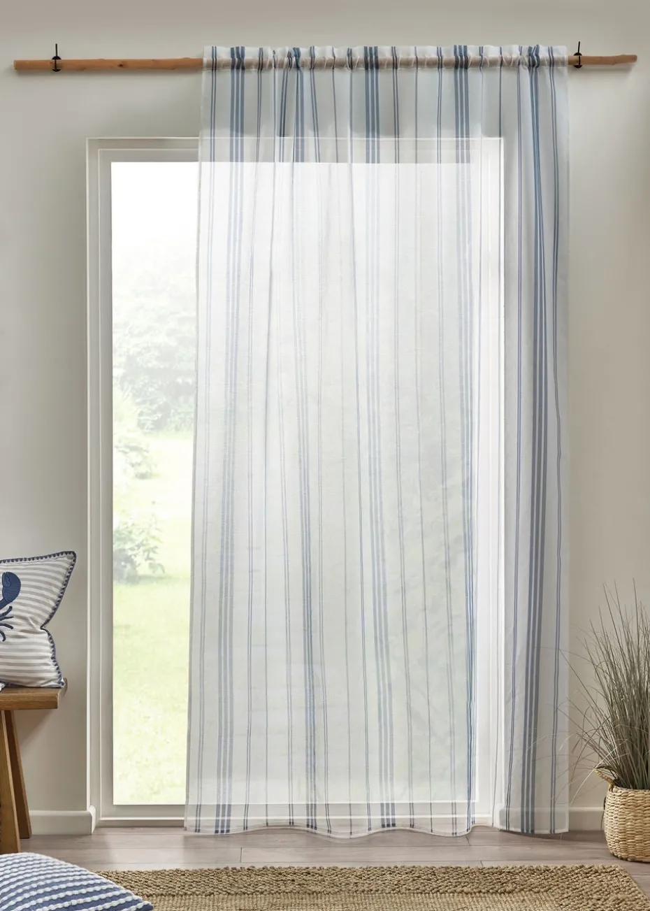 Catherine Lansfield Harbour Stripe lot Top Voile Curtain Panel