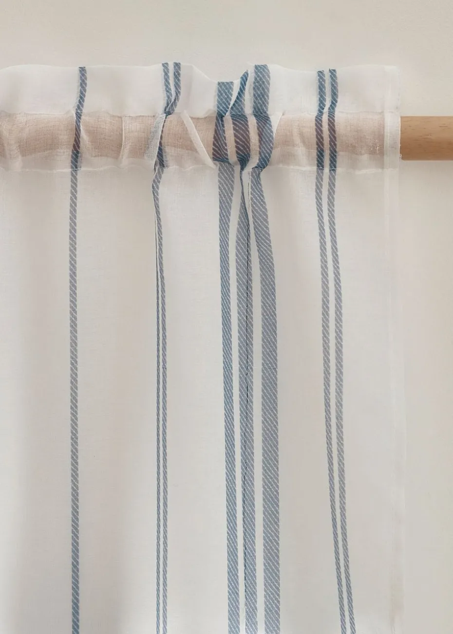 Catherine Lansfield Harbour Stripe lot Top Voile Curtain Panel
