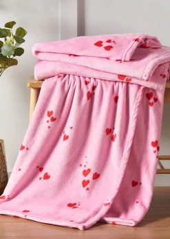 Catherine Lansfield Heart Cosy Fleece Oversized 200x240cm Blanket Throw