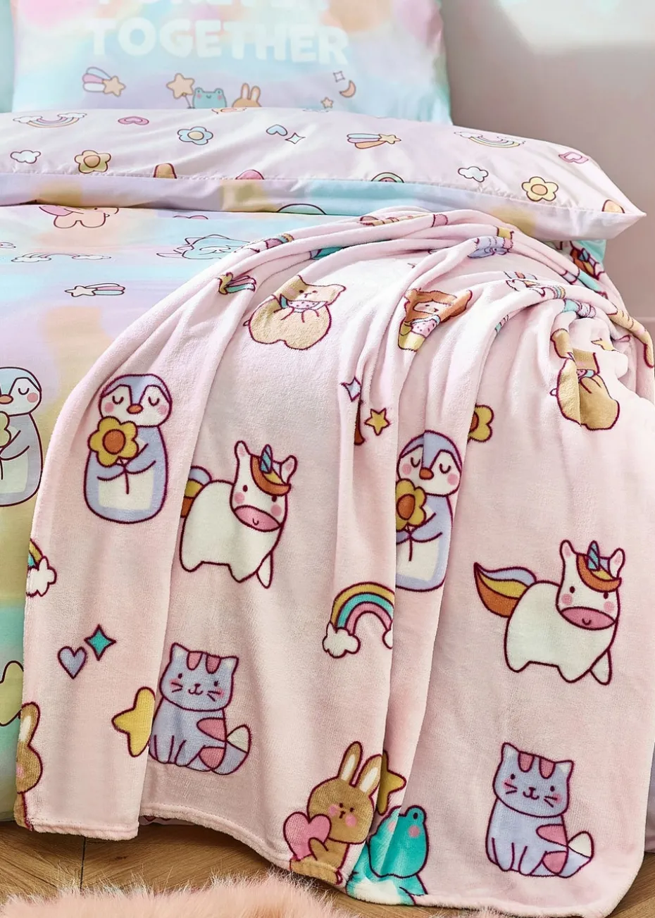 Catherine Lansfield Kids Pink Forever Together Cosy Fleece Blanket Throw