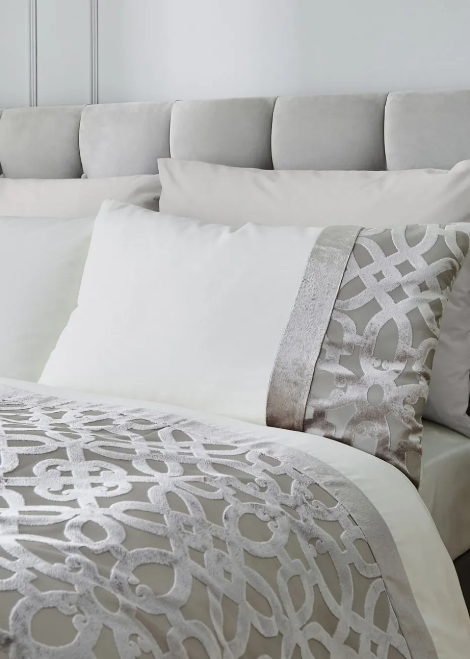 Catherine Lansfield Lattice Cut Velvet Duvet Cover Set