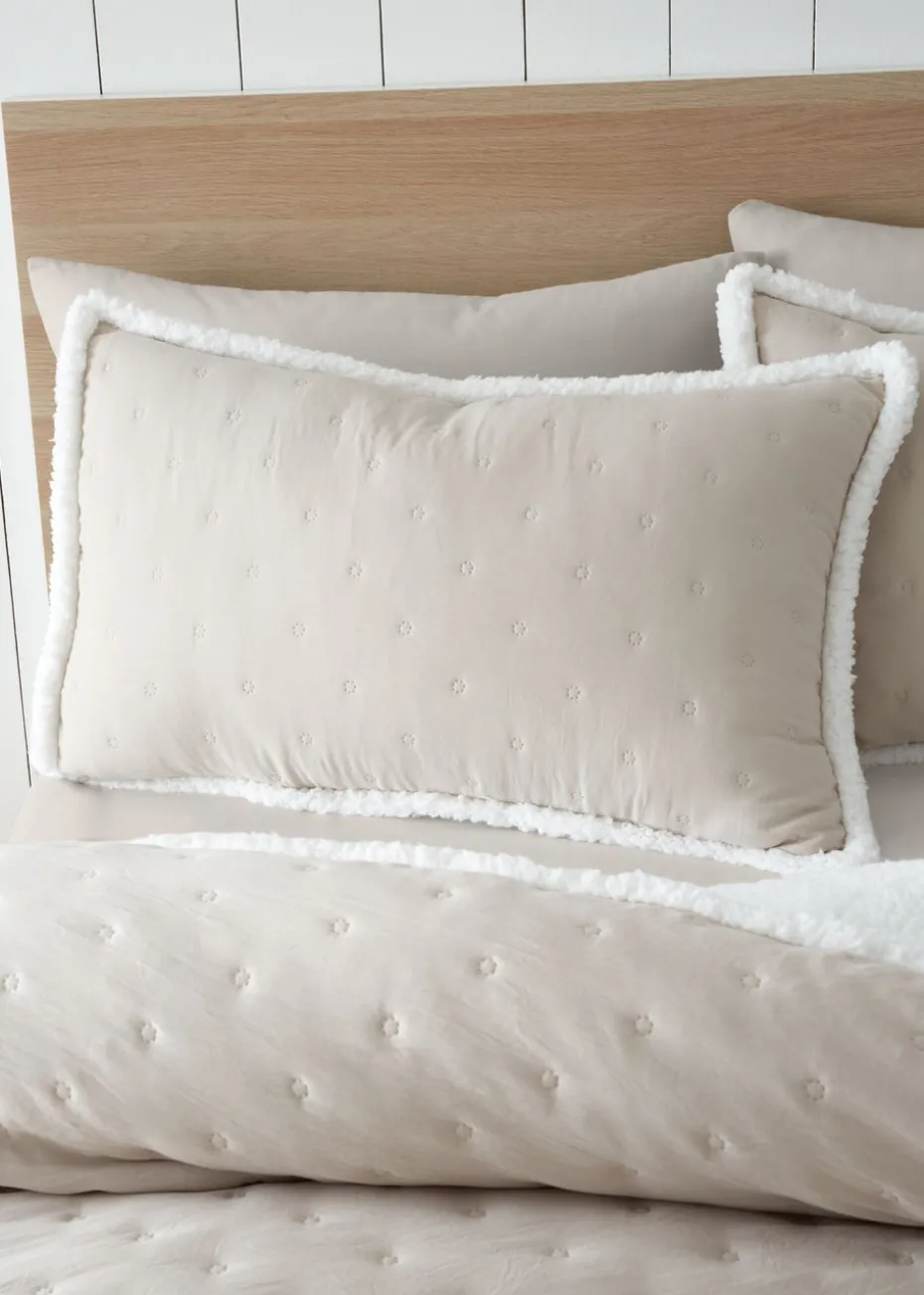 Catherine Lansfield Nori Cream Pinsonic Faux-Shearling Duvet Cover Set