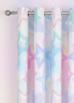 Catherine Lansfield Ombre Stars Fully Reversible Pastel Pink Eyelet Curtains