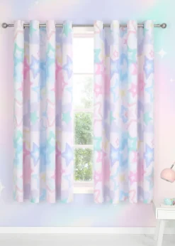 Catherine Lansfield Ombre Stars Fully Reversible Pastel Pink Eyelet Curtains