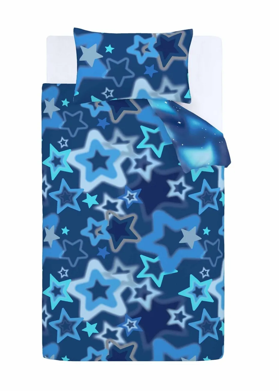 Catherine Lansfield Ombre Stars Bright Blue Reversible Duvet Cover Set