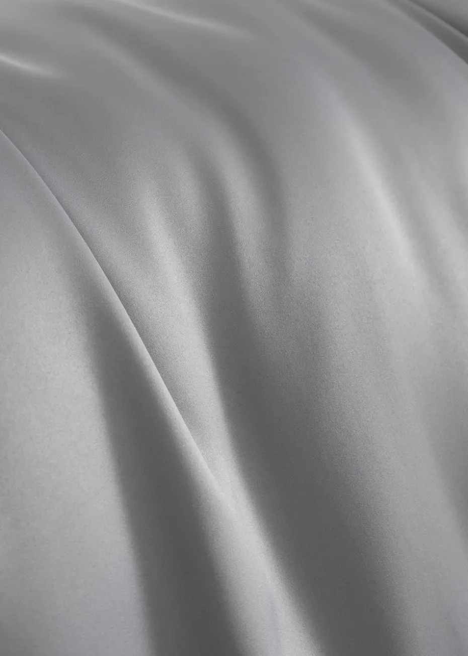 Catherine Lansfield Silky Soft Satin Duvet Cover Set Silver