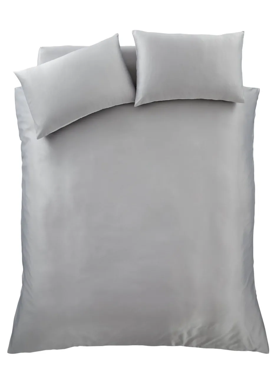 Catherine Lansfield Silky Soft Satin Duvet Cover Set Silver