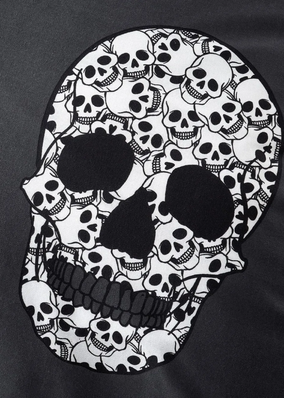 Catherine Lansfield Skulls Fully Reversible Eyelet Curtains