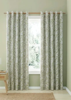 Catherine Lansfield Sorrel Leaf Fully Reversible Eyelet Curtains