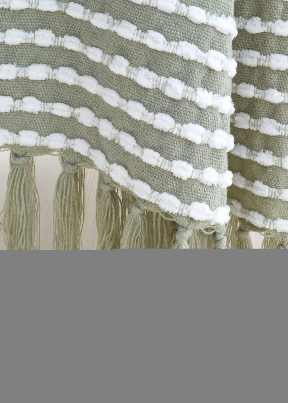 Catherine Lansfield Stab Stitch Green Throw (125x150cm)