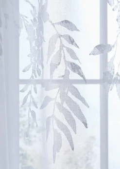 Catherine Lansfield Wisteria Floral Slot Top Voile Curtain Panel