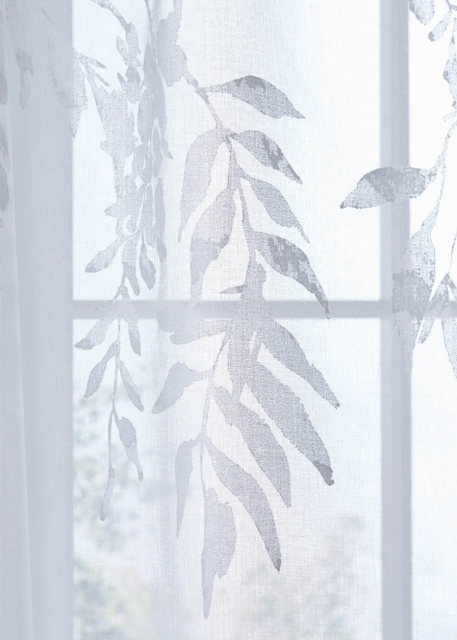 Catherine Lansfield Wisteria Floral Slot Top Voile Curtain Panel