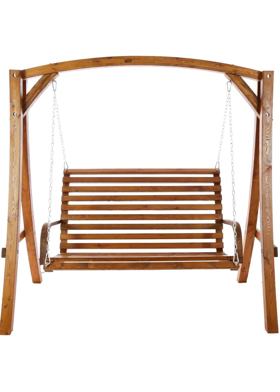 Charles Bentley 2-3 Seater Larch Wooden Garden Outdoor Swing Seat Bench Hammock