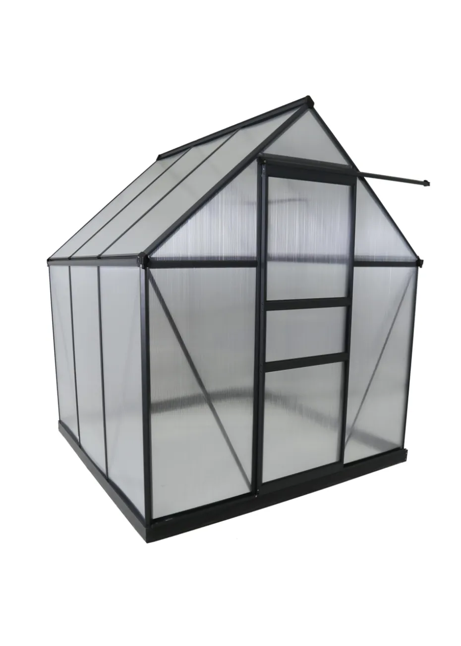 Charles Bentley Aluminium Frame Polycarbonate Greenhouse Grey (D6ft x W6.1ft)