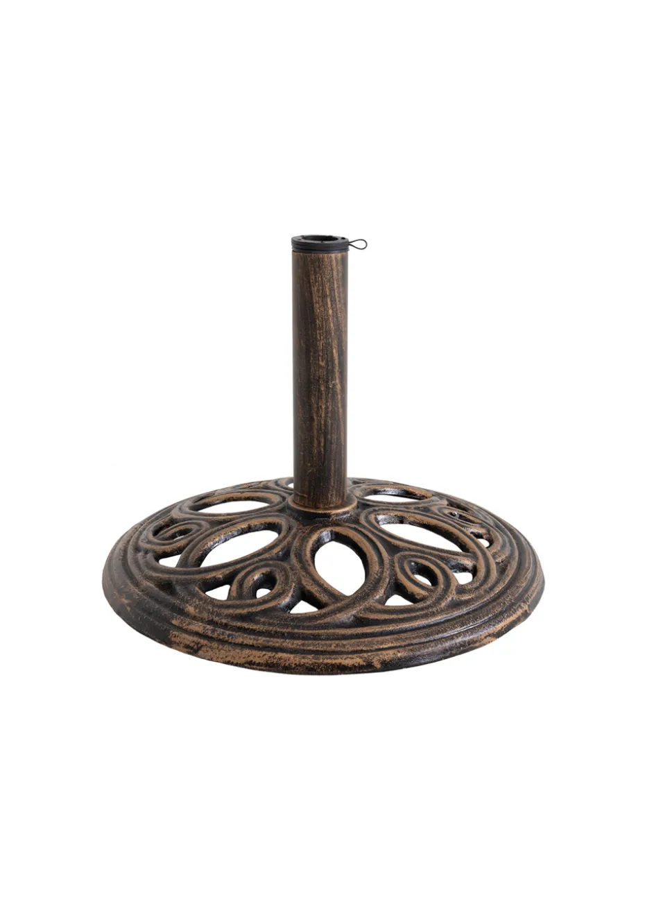 Charles Bentley Cast Iron Round Patio Umbrella Parasol Base Stand Bronze