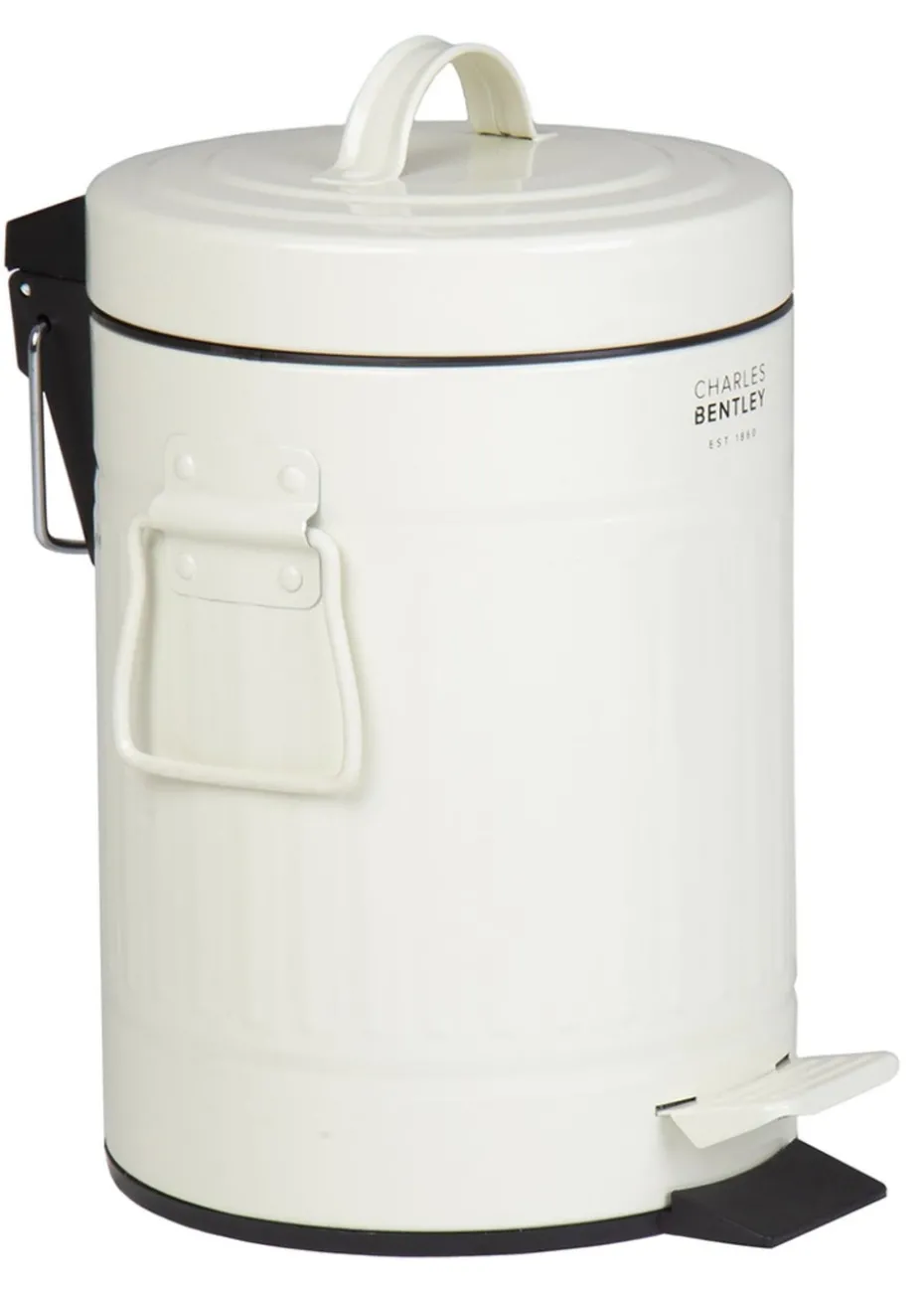 Charles Bentley Cream Retro Mini Pedal Bin