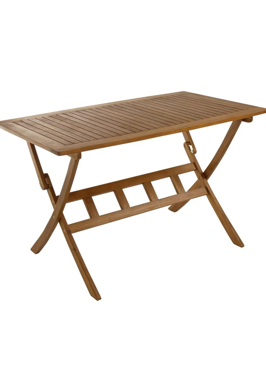 Charles Bentley FSC Acacia Hardwood Rectangular Folding Table (H74cm x W120cm x D70cm)