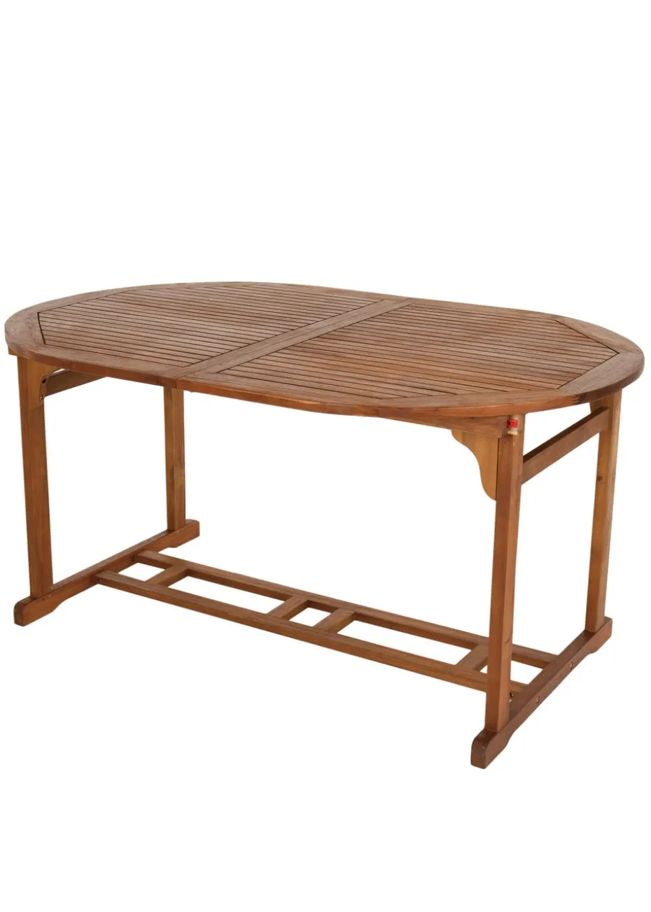 Charles Bentley FSC Acacia Hardwood Oval Extendable Table (H74cm x W150-200cm x D100cm)