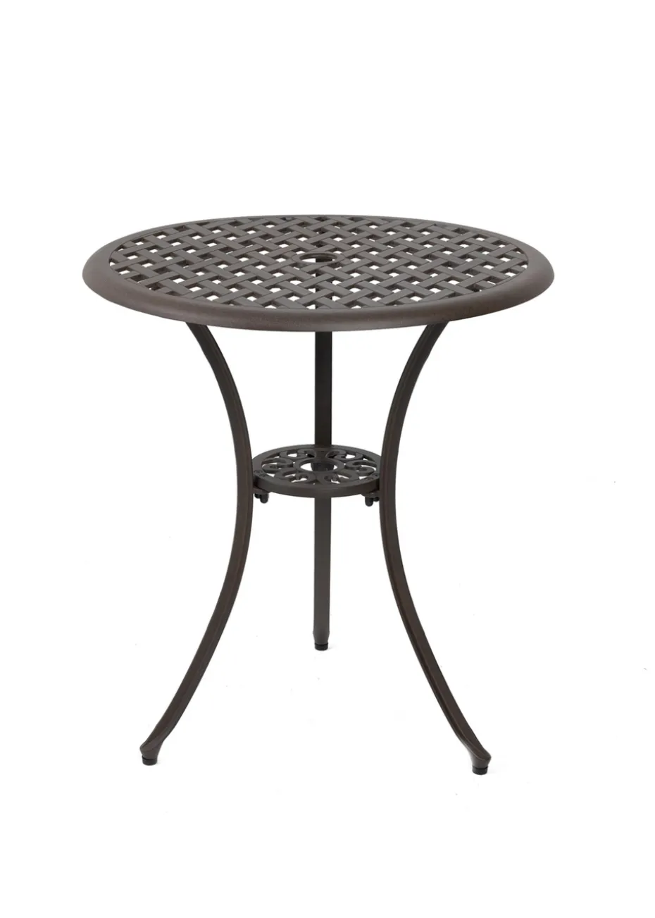 Charles Bentley Furniture Cast Aluminium Bistro Set Black Table & 2 Arm Chairs (3 Piece)