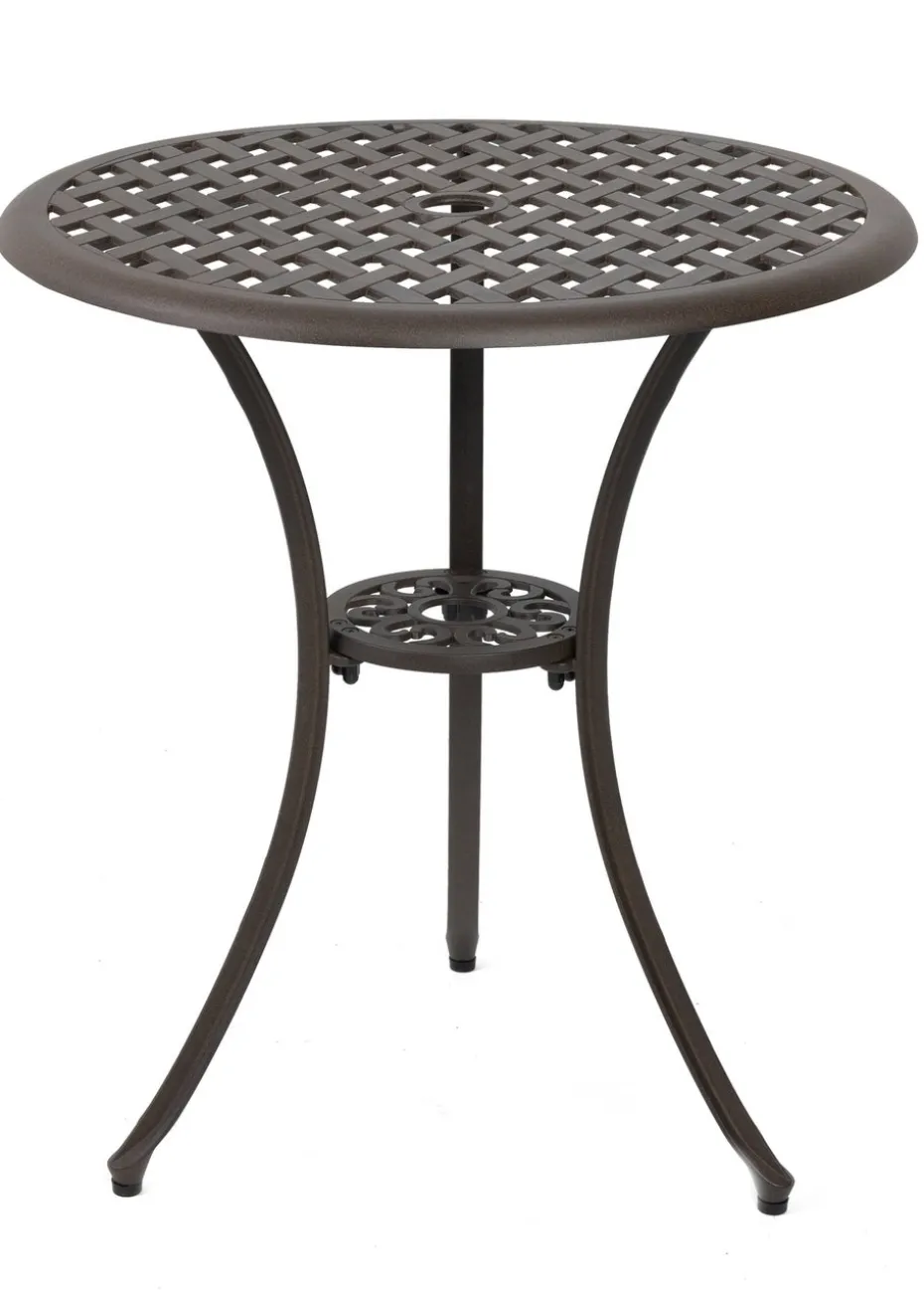 Charles Bentley Furniture Cast Aluminium Bistro Set Black Table & 2 Arm Chairs (3 Piece)