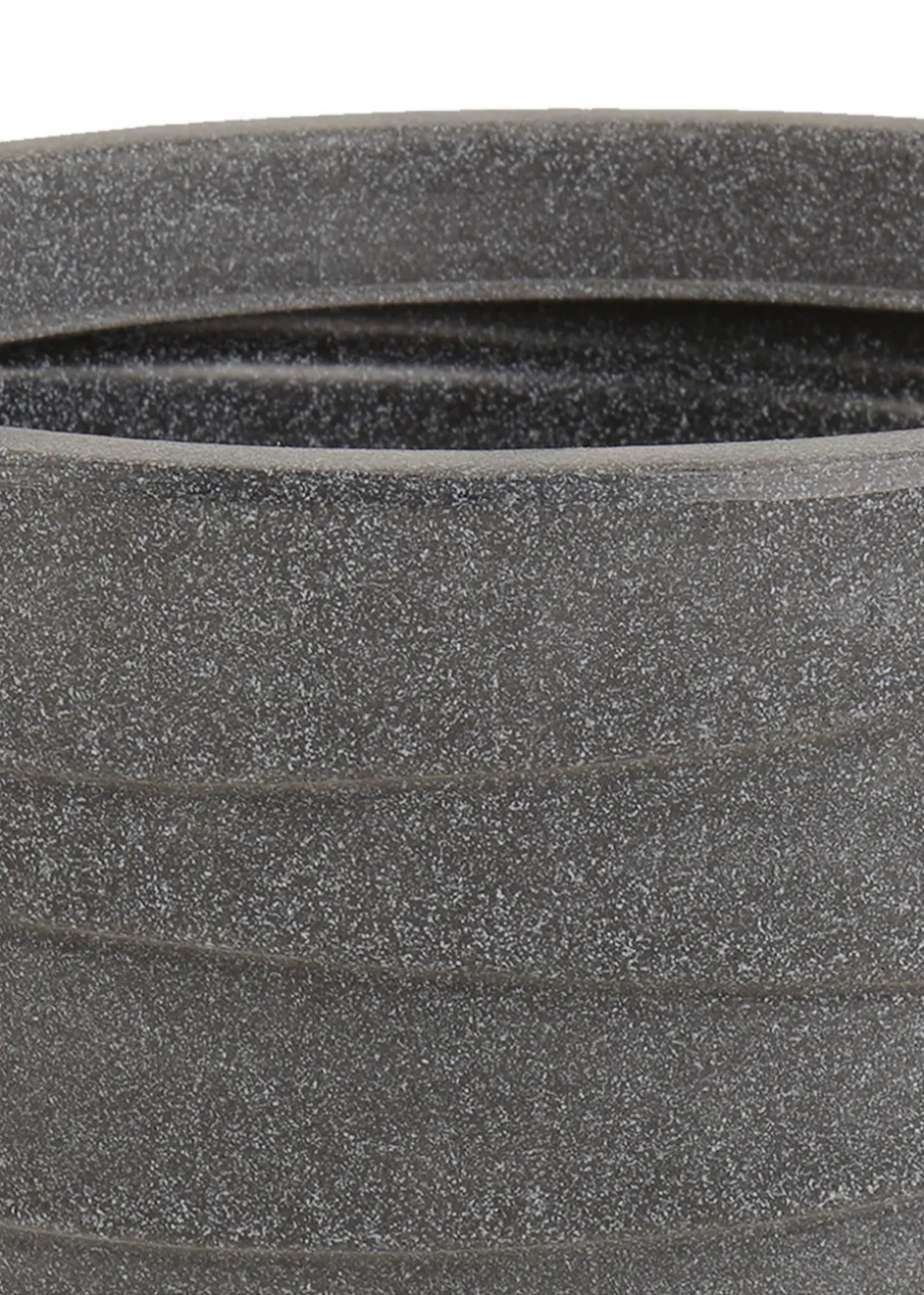 Charles Bentley Grey Pair of Tall Trojan Round Charcoal Plant Pot (Dia. 38cm)
