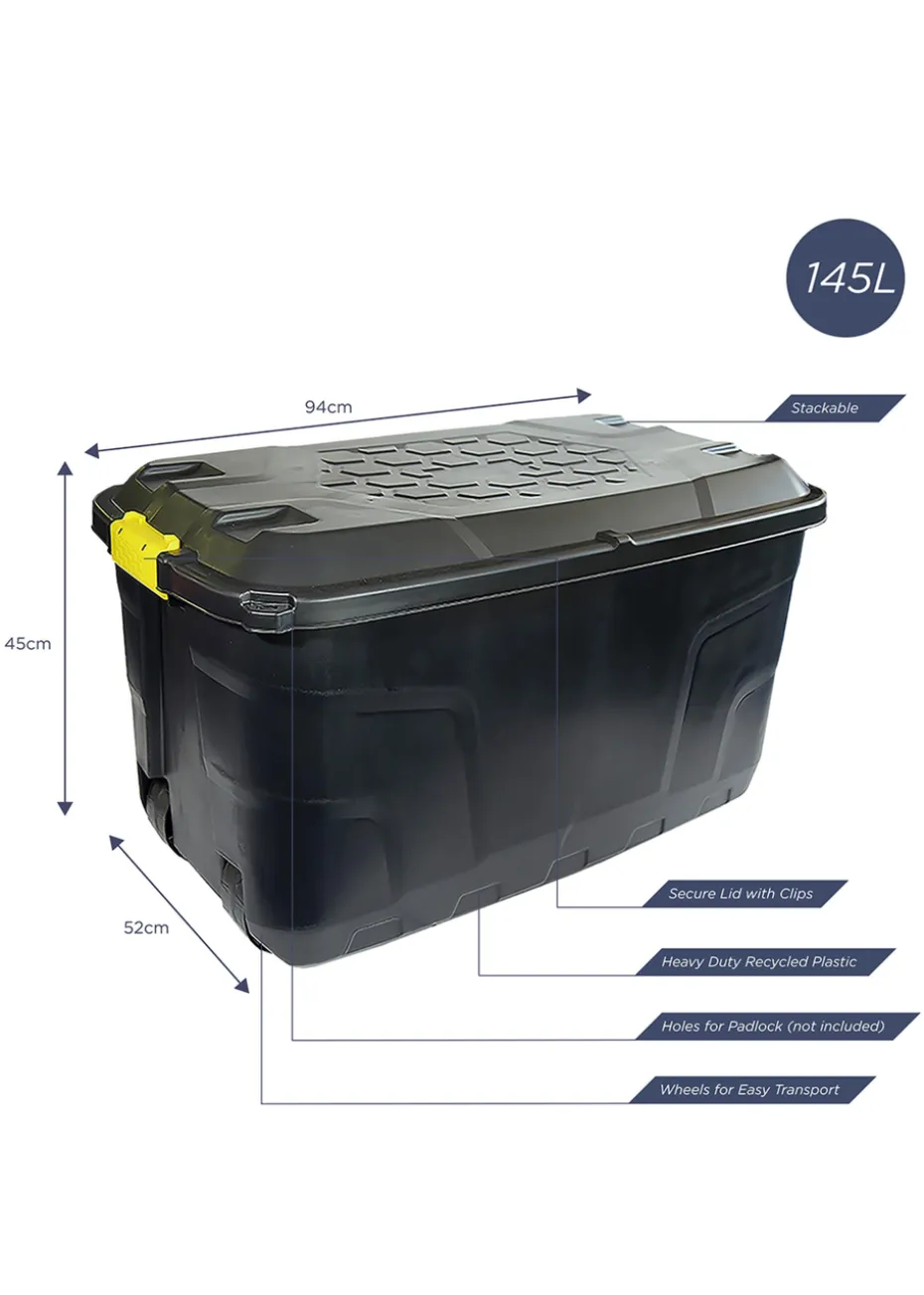 Charles Bentley Heavy Duty Trunk on Wheels Black