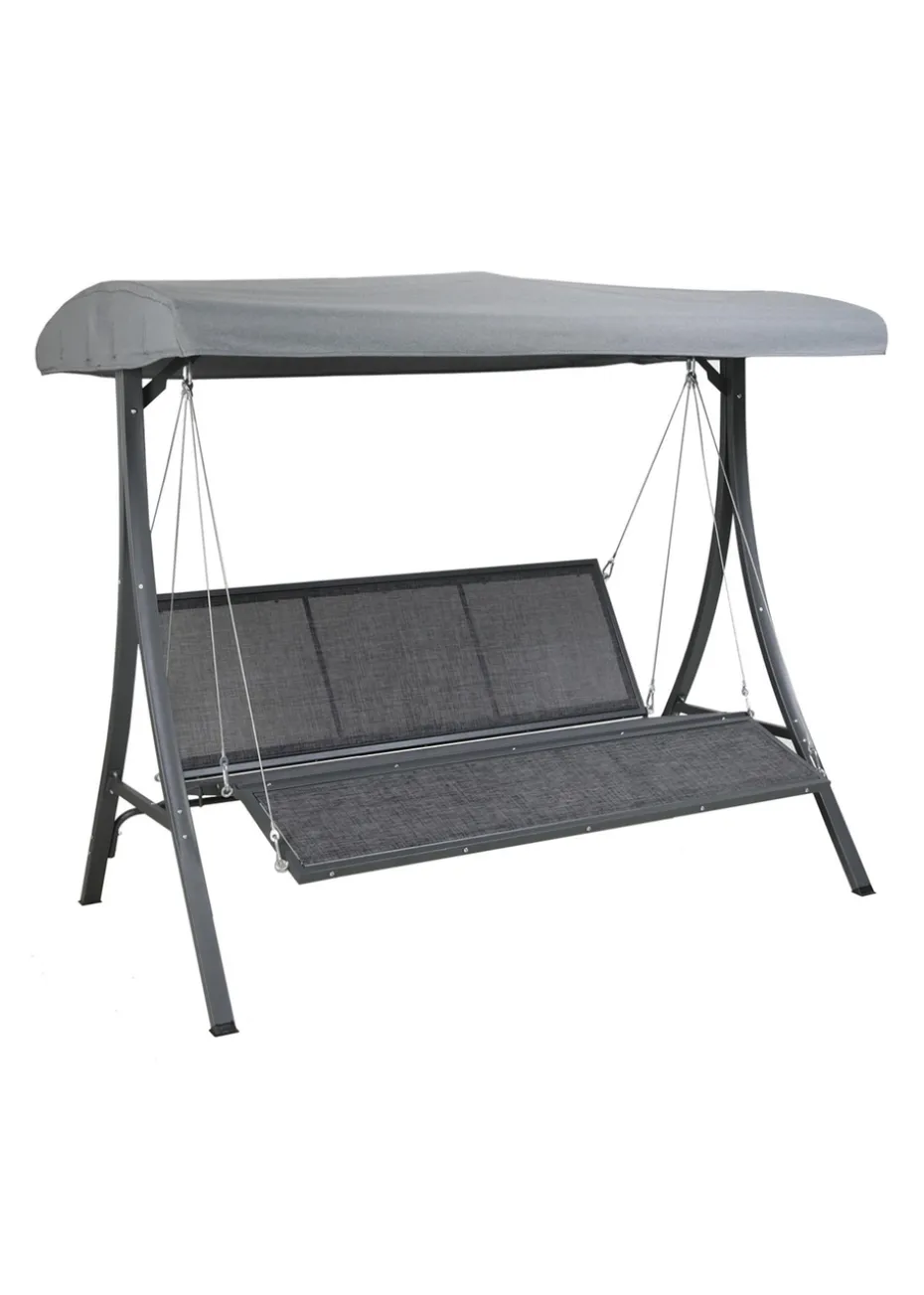 Charles Bentley Lounger Swing Chair for Garden or Patio Grey (3 Seater)