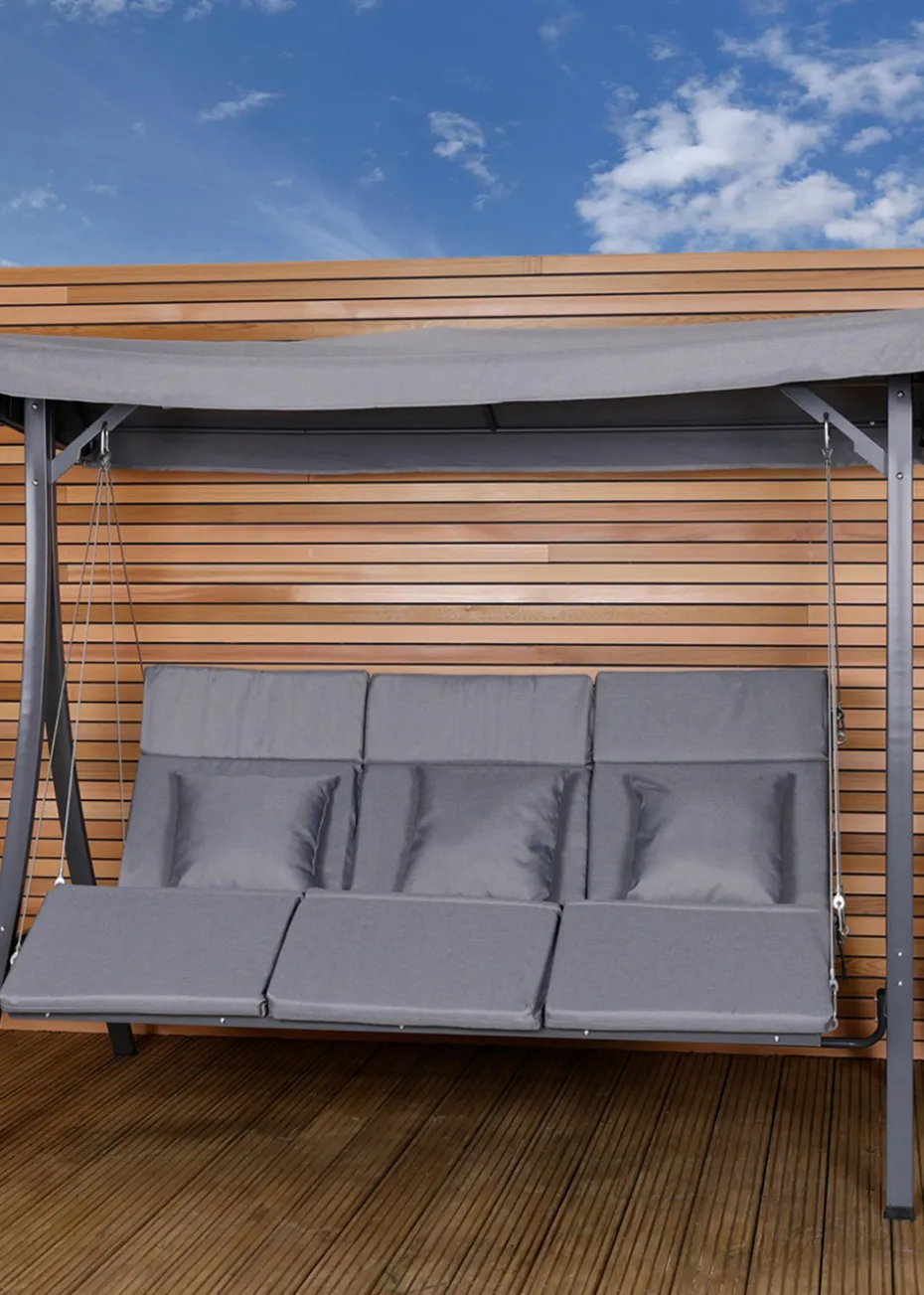 Charles Bentley Lounger Swing Chair for Garden or Patio Grey (3 Seater)