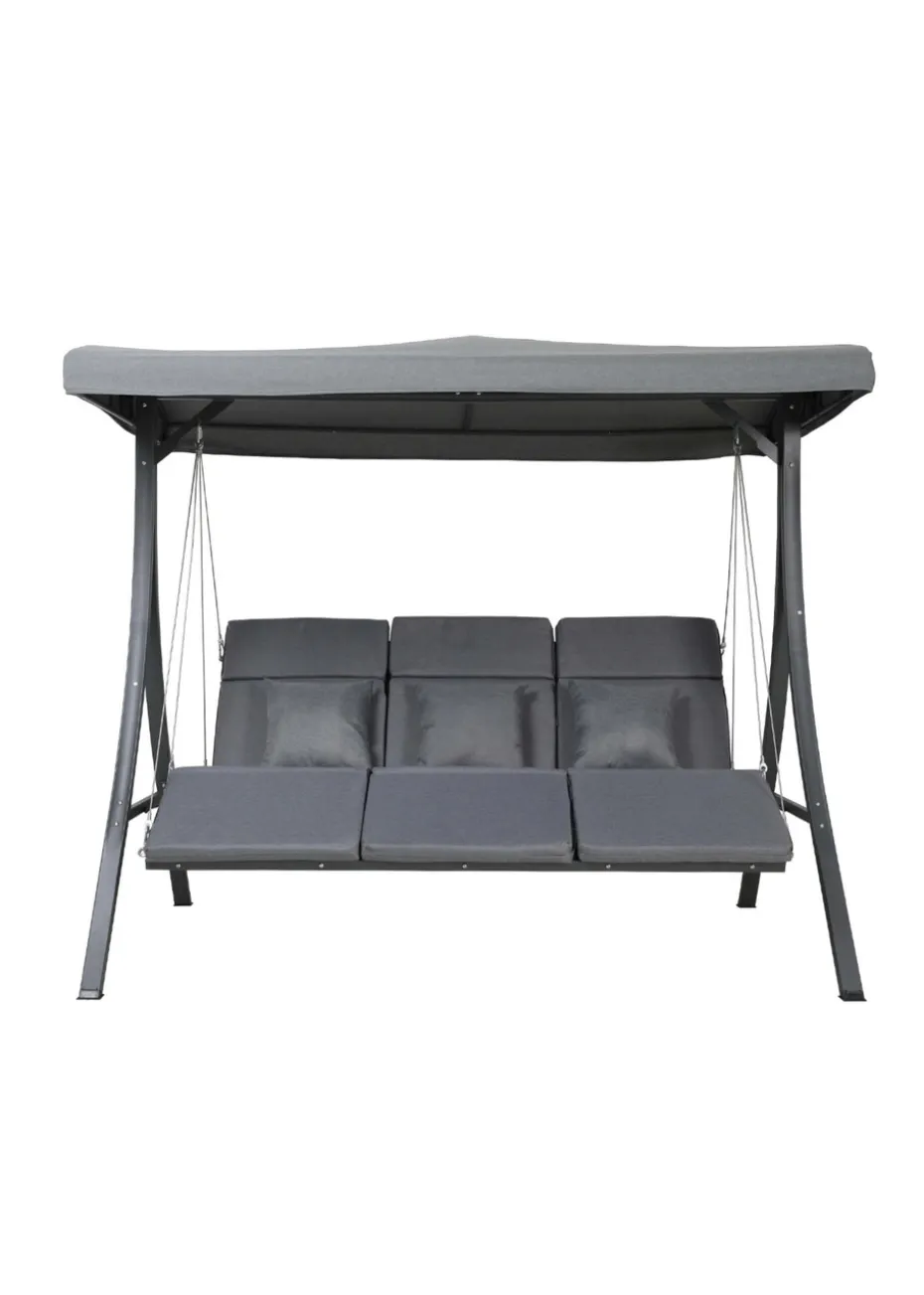Charles Bentley Lounger Swing Chair for Garden or Patio Grey (3 Seater)