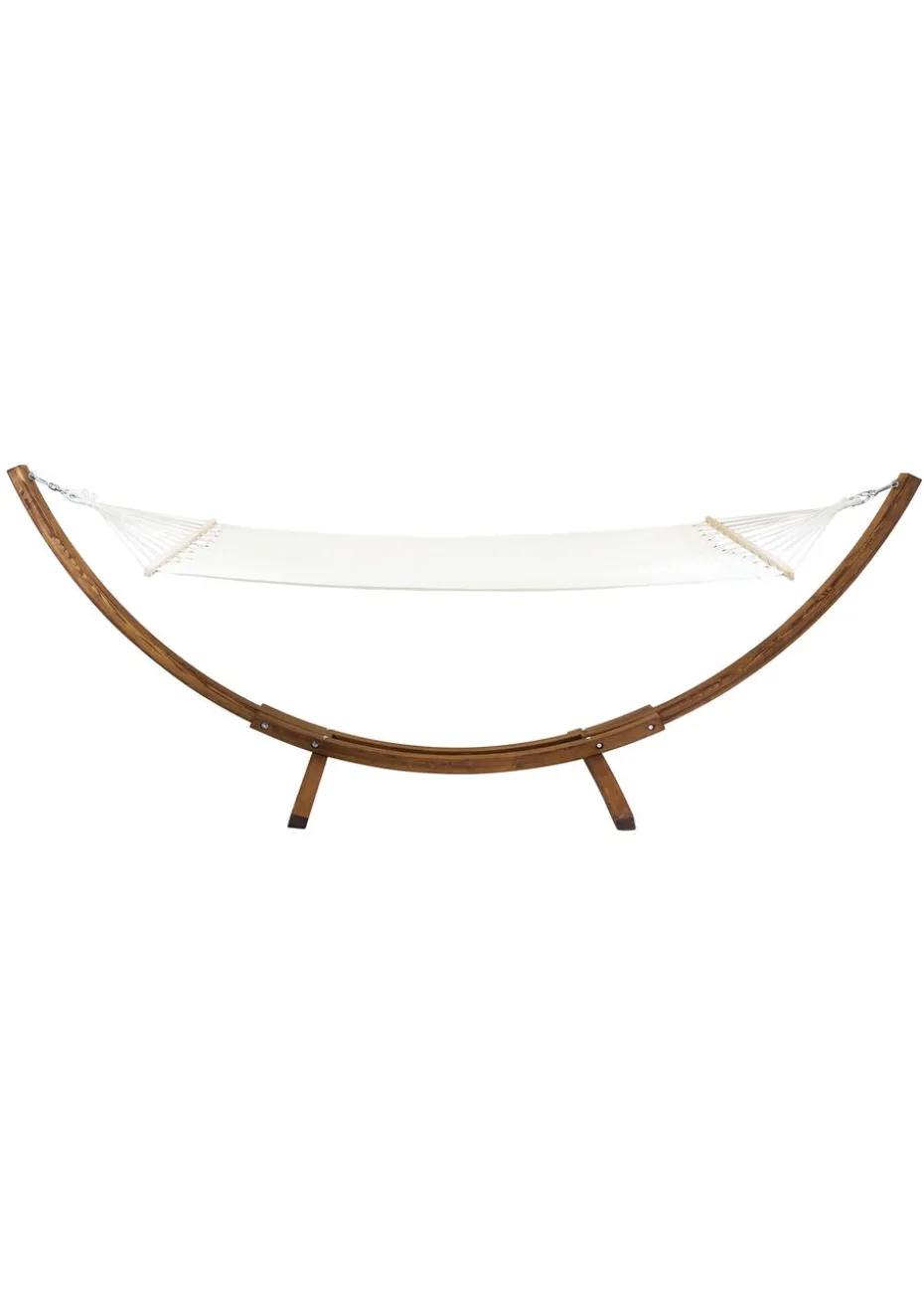 Charles Bentley 3M Garden Hammock With Wooden Arc Stand Cream (One Person)