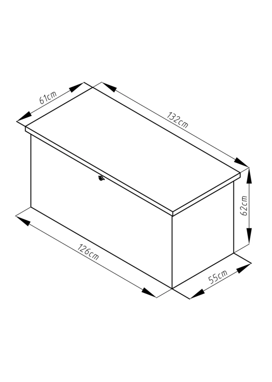 Charles Bentley Metal Storage Chest w/ Lock & Key Waterproof Seal Hydraulic Lid (H62cm x L132cm x W61cm)