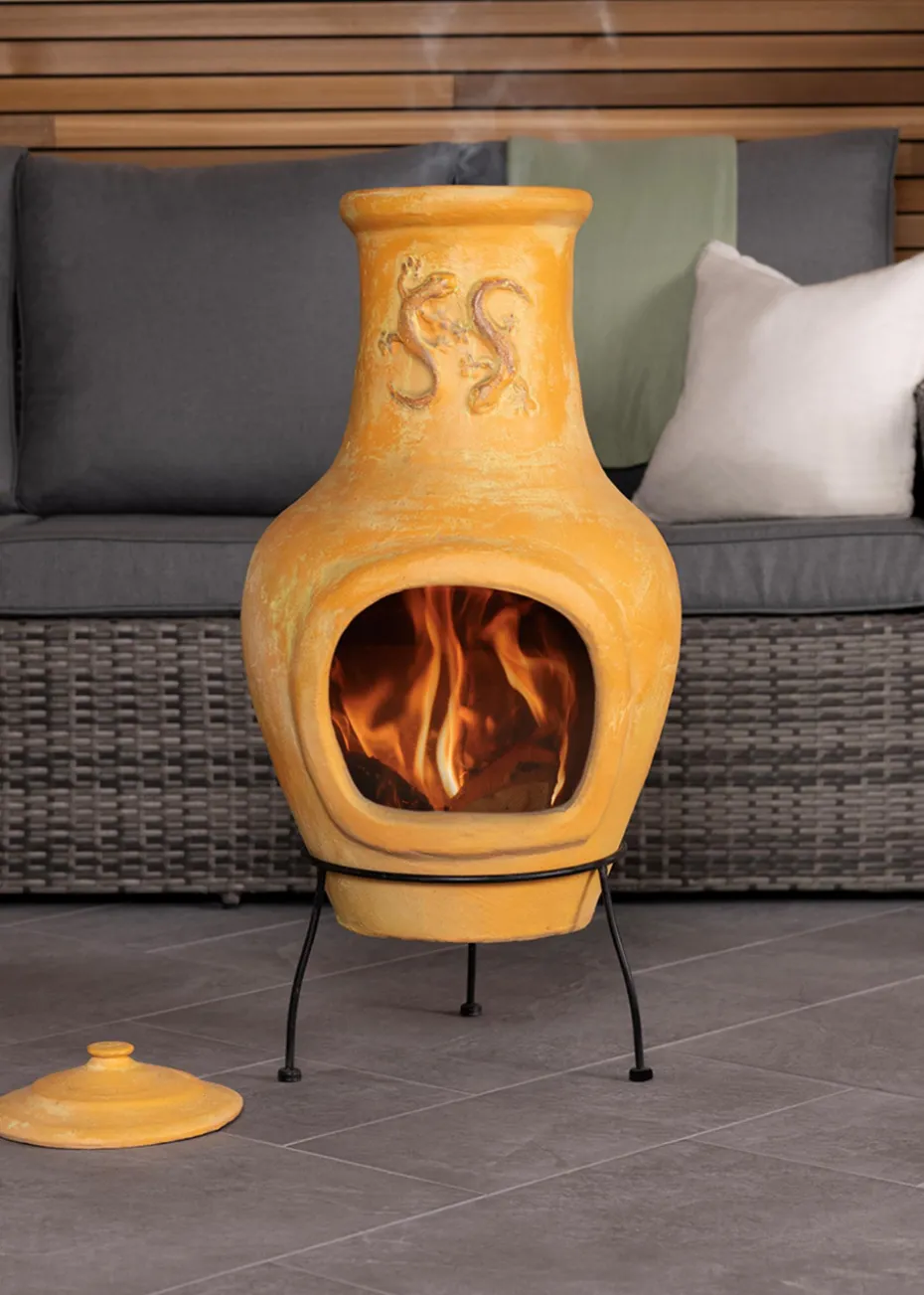 Charles Bentley Outdoor Large Terracotta Clay Chiminea Patio Heater (80cm x 40cm)