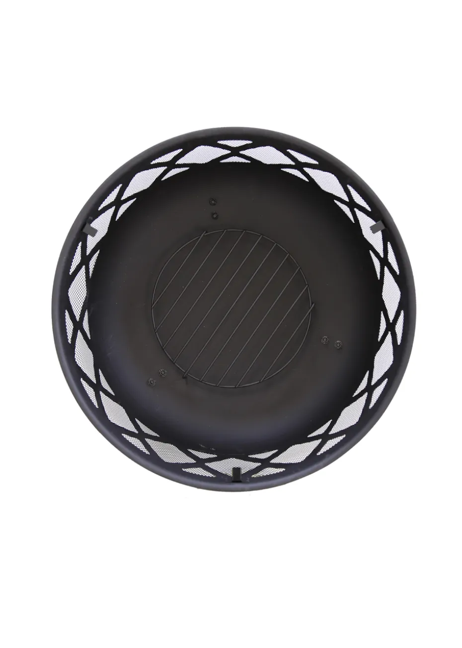 Charles Bentley Round Black Fire Pit (H58cm x W61cm x D61cm)
