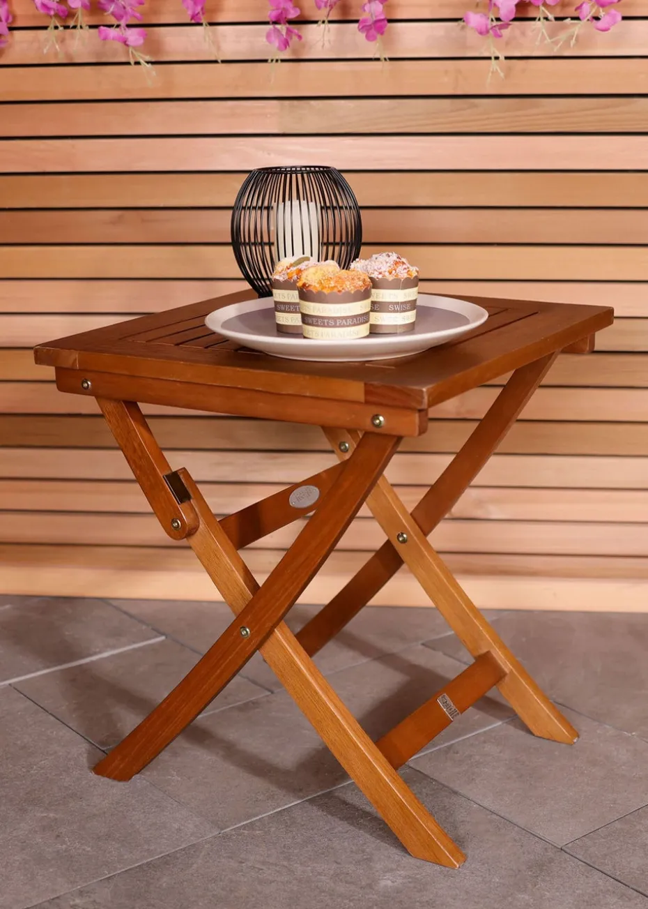 Charles Bentley Wooden Square Foldable Table FSC Certified (H50cm x W45cm x D45cm)
