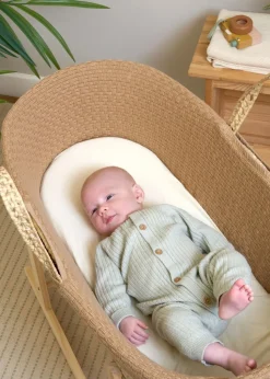 Clair de Lune Organic Biscuit Knitted Moses Basket Dressing